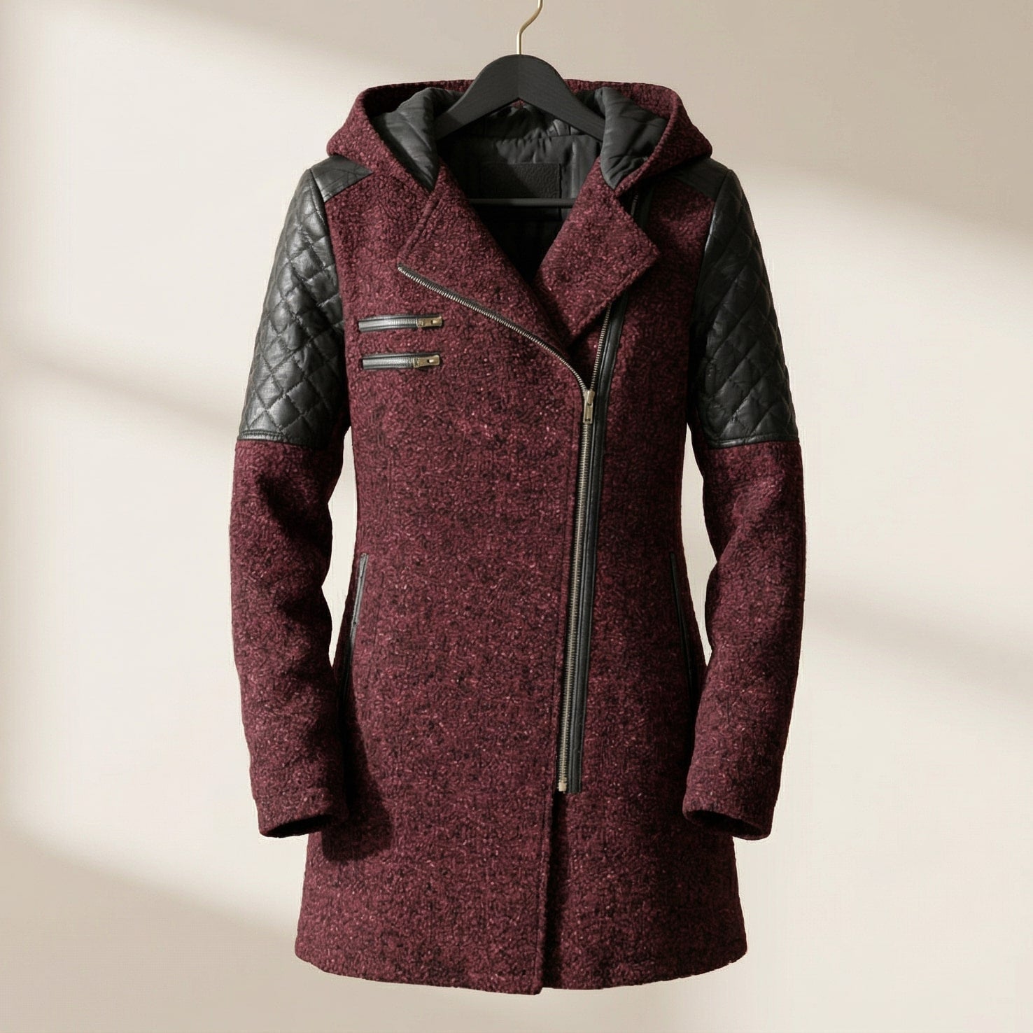 Fashionable Women's Hooded Zip Up Coat - Olytrend