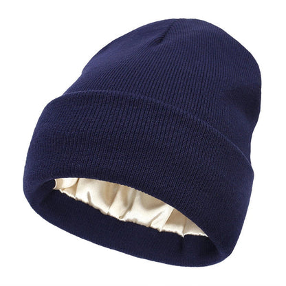 Winter Beanie with Silk Lining - Noor-Blue-The Livary