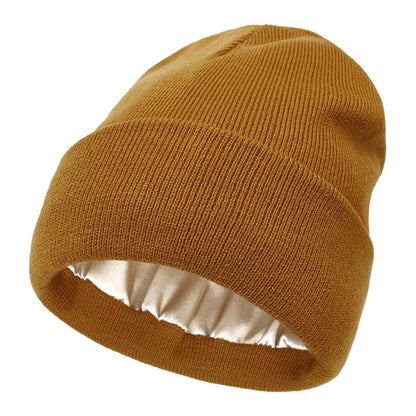 Winter Beanie with Silk Lining - Noor-Brown-The Livary