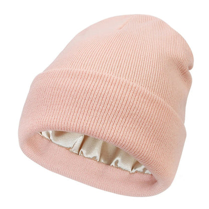 Winter Beanie with Silk Lining - Noor-Pink-The Livary
