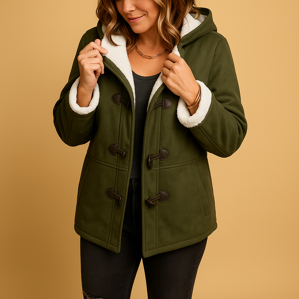 Women’s winter coat with thick lining, adjustable hood, and weather-resistant outer layer, suitable for everyday wear and winter outings.