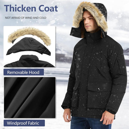 Winter coat with removable hood for men - Gabriel-Black-S-Nora Luxe