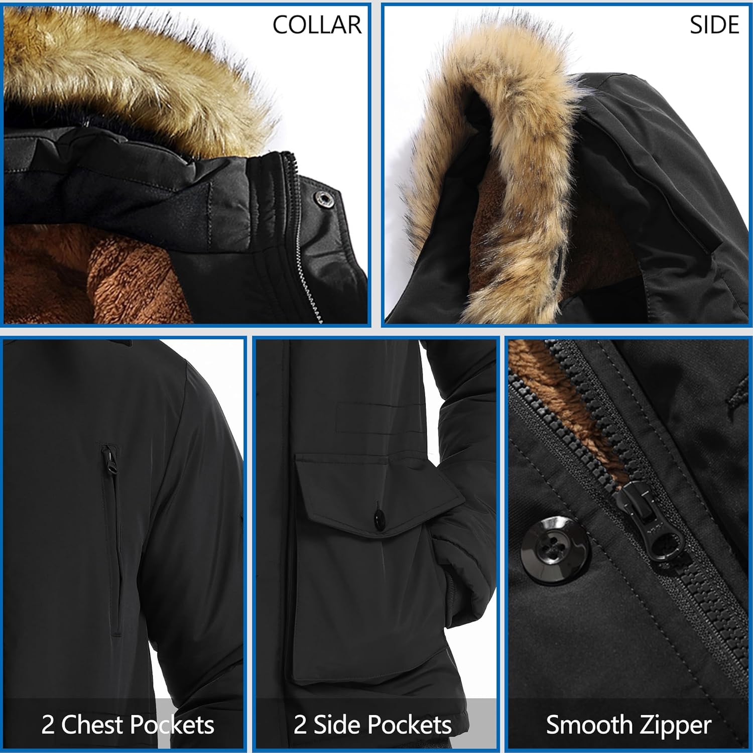 Winter coat with removable hood for men - Gabriel-Black-S-Nora Luxe