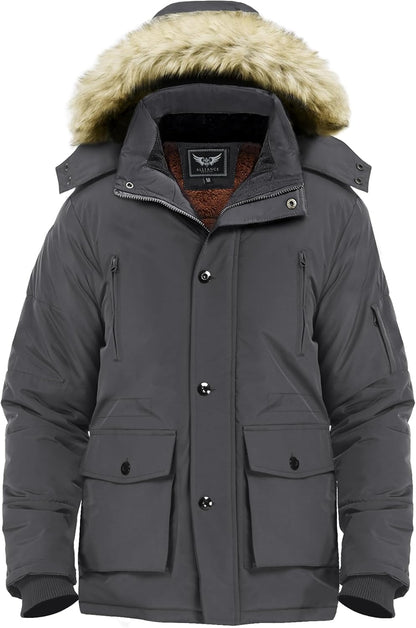 Winter coat with removable hood for men - Gabriel-Black-S-Nora Luxe