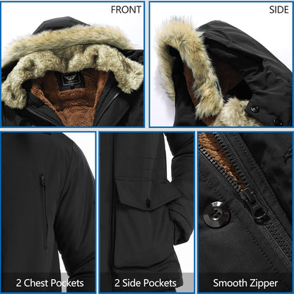 Winter coat with removable hood for men - Gabriel-Black-S-Nora Luxe