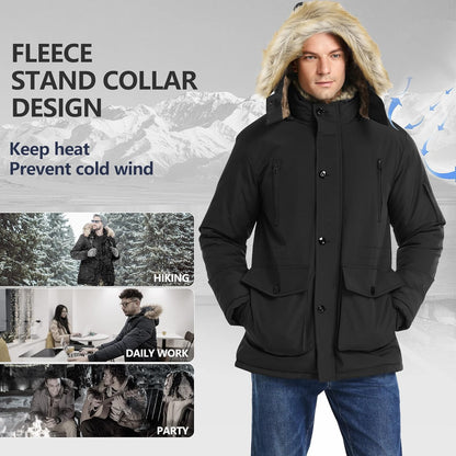 Winter coat with removable hood for men - Gabriel-Black-S-Nora Luxe