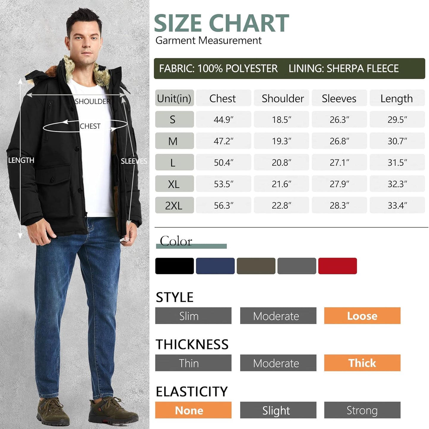 Winter coat with removable hood for men - Gabriel-Black-S-Nora Luxe