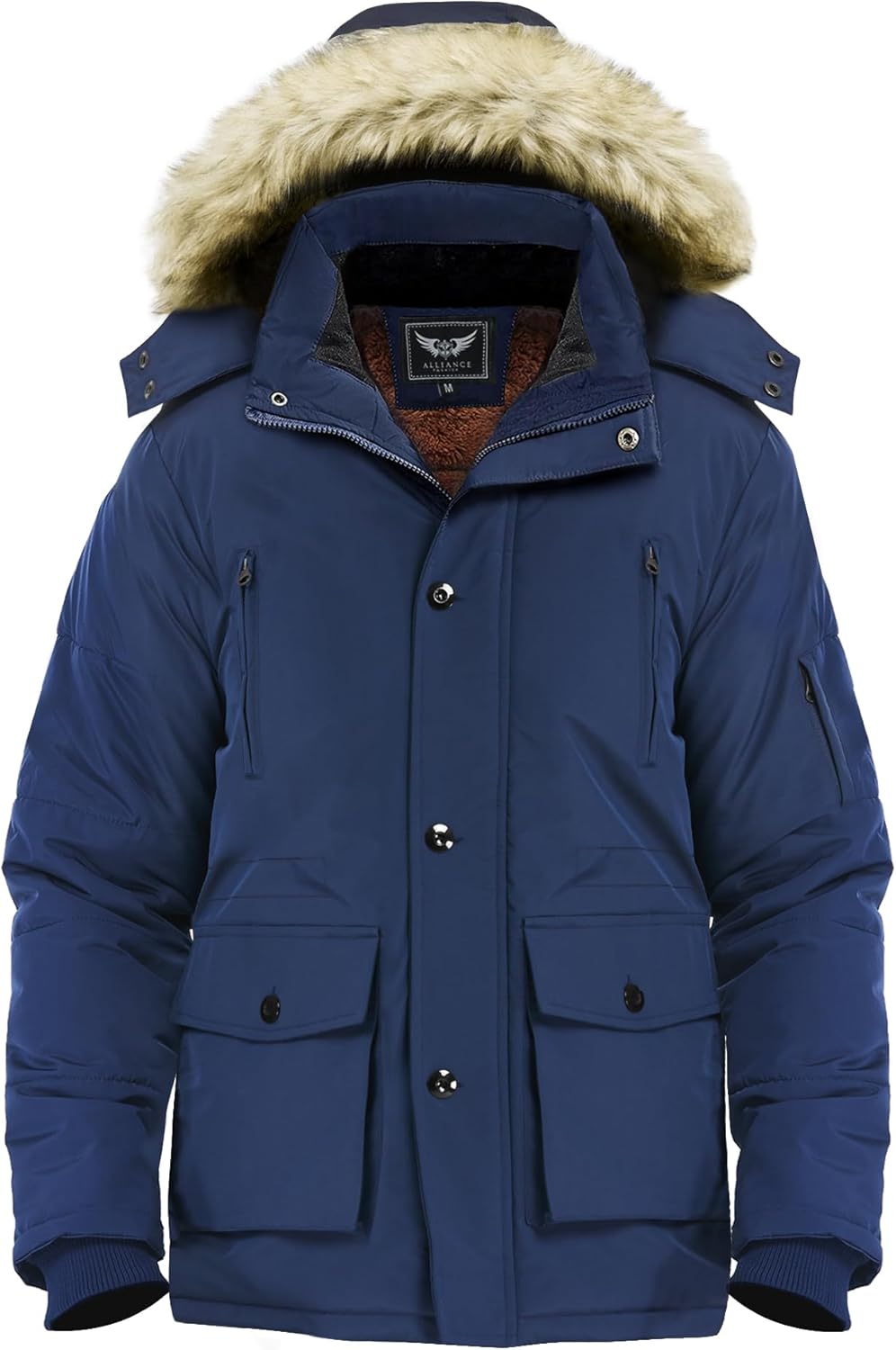 Winter coat with removable hood for men - Gabriel-Blue-S-Nora Luxe