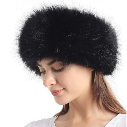 Winter Headband made of Imitation Fur – Olga-Black-Nora Luxe