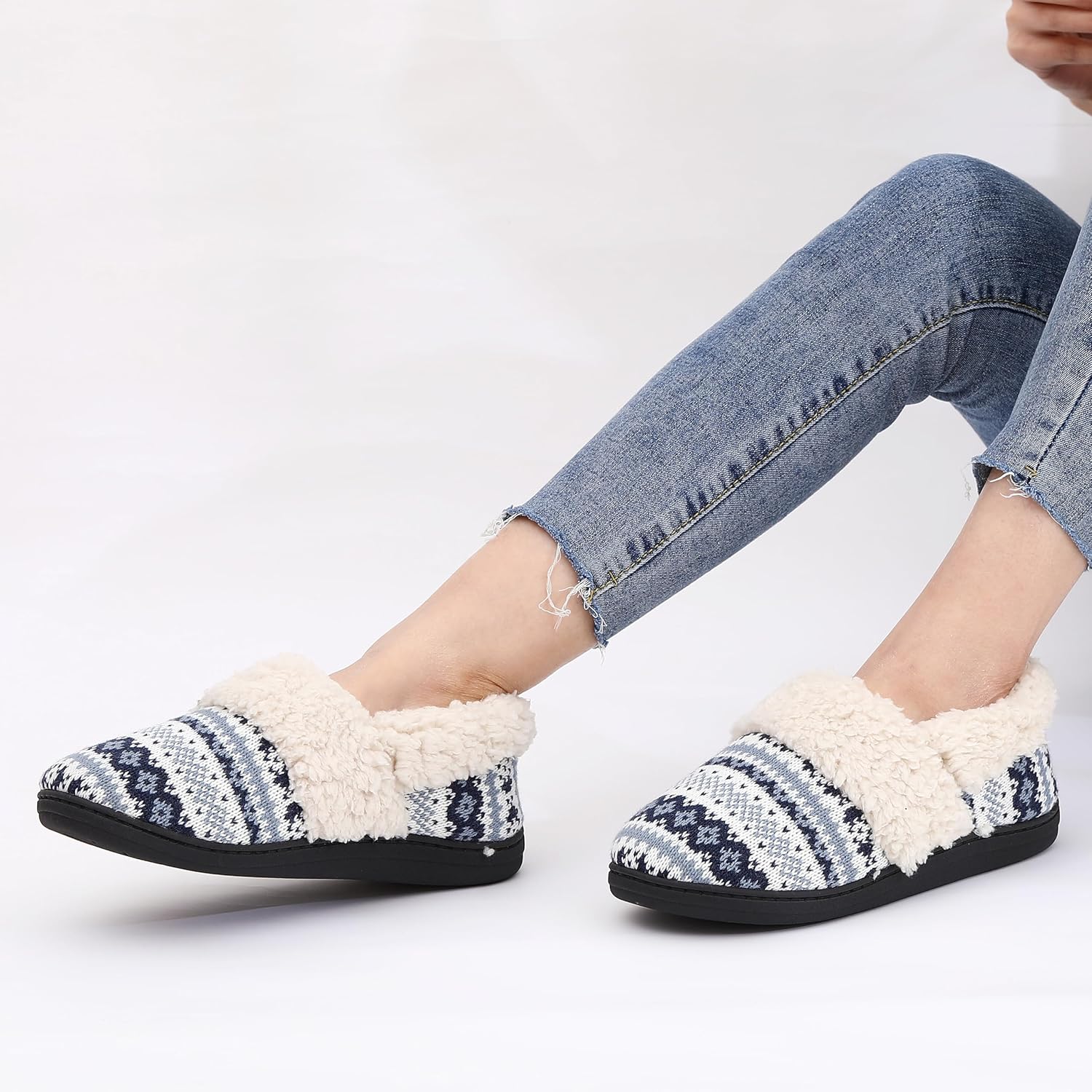 Winter Knitted Slippers - CozyCloud-Black-4.5-Nora Luxe