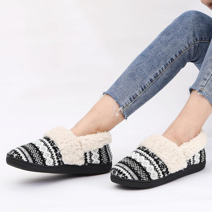 Winter Knitted Slippers - CozyCloud-Black-4.5-Nora Luxe