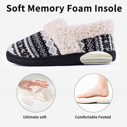 Winter Knitted Slippers - CozyCloud-Black-4.5-Nora Luxe