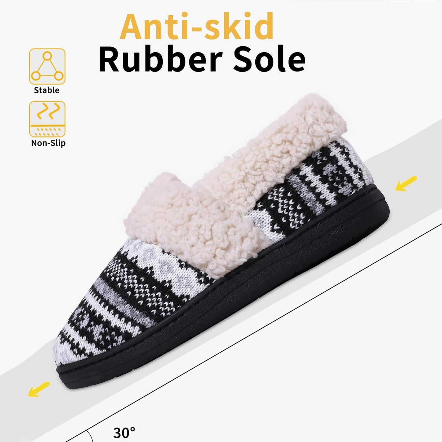 Winter Knitted Slippers - CozyCloud-Black-4.5-Nora Luxe