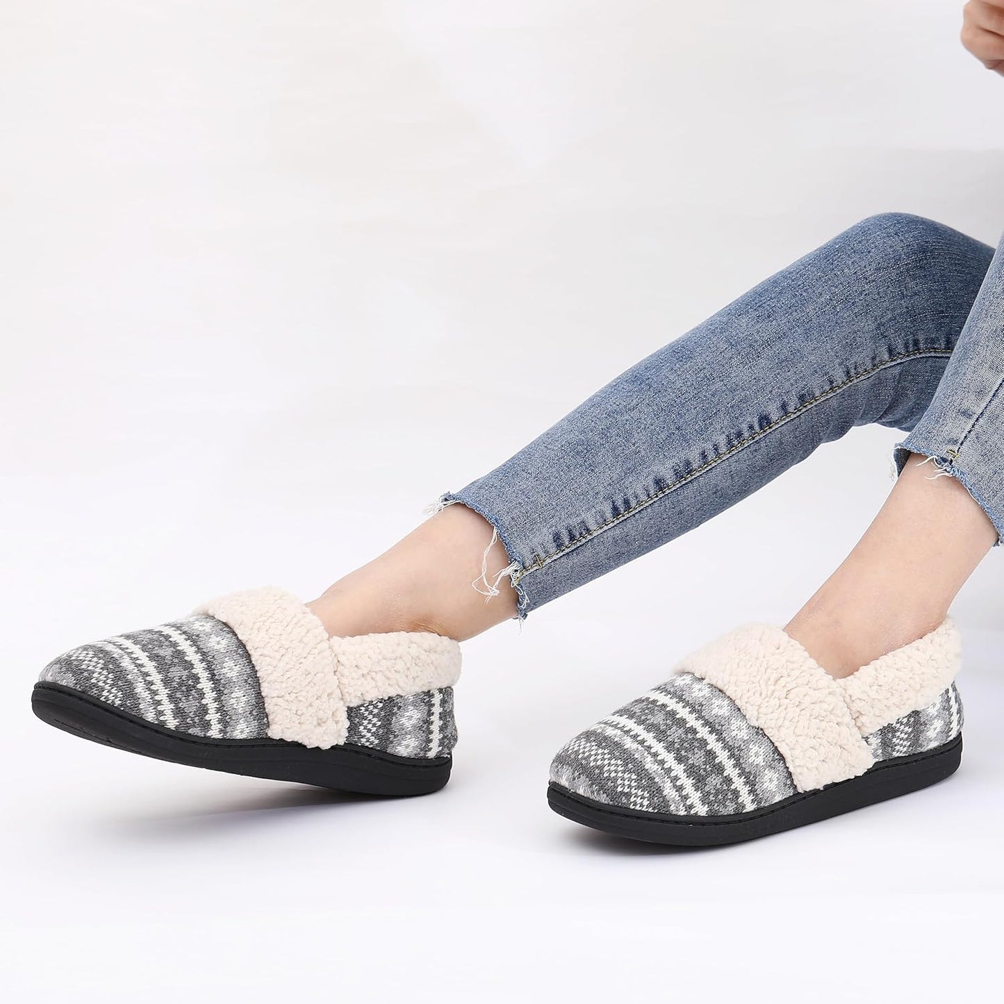 Winter Knitted Slippers - CozyCloud-Black-4.5-Nora Luxe
