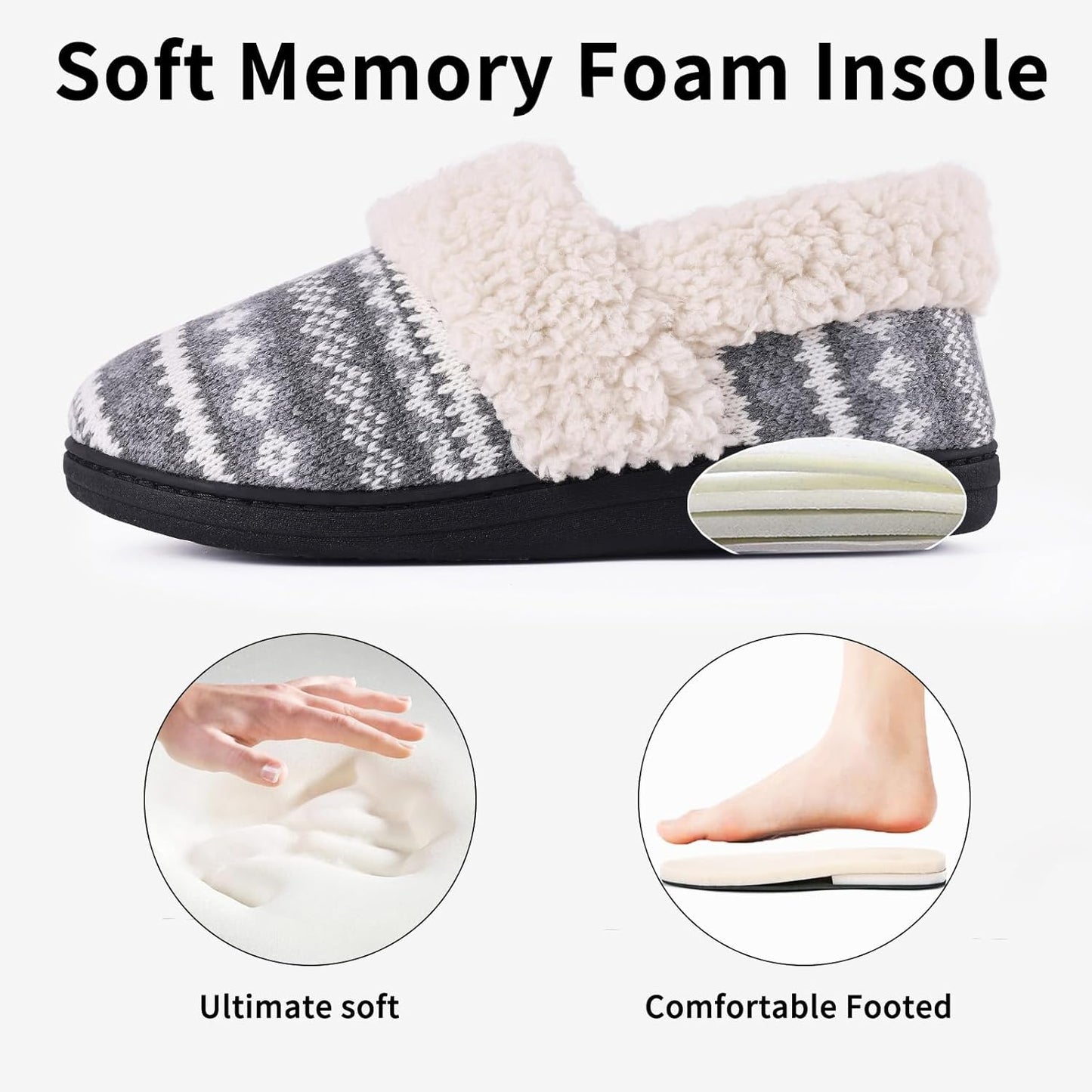 Winter Knitted Slippers - CozyCloud-Black-4.5-Nora Luxe