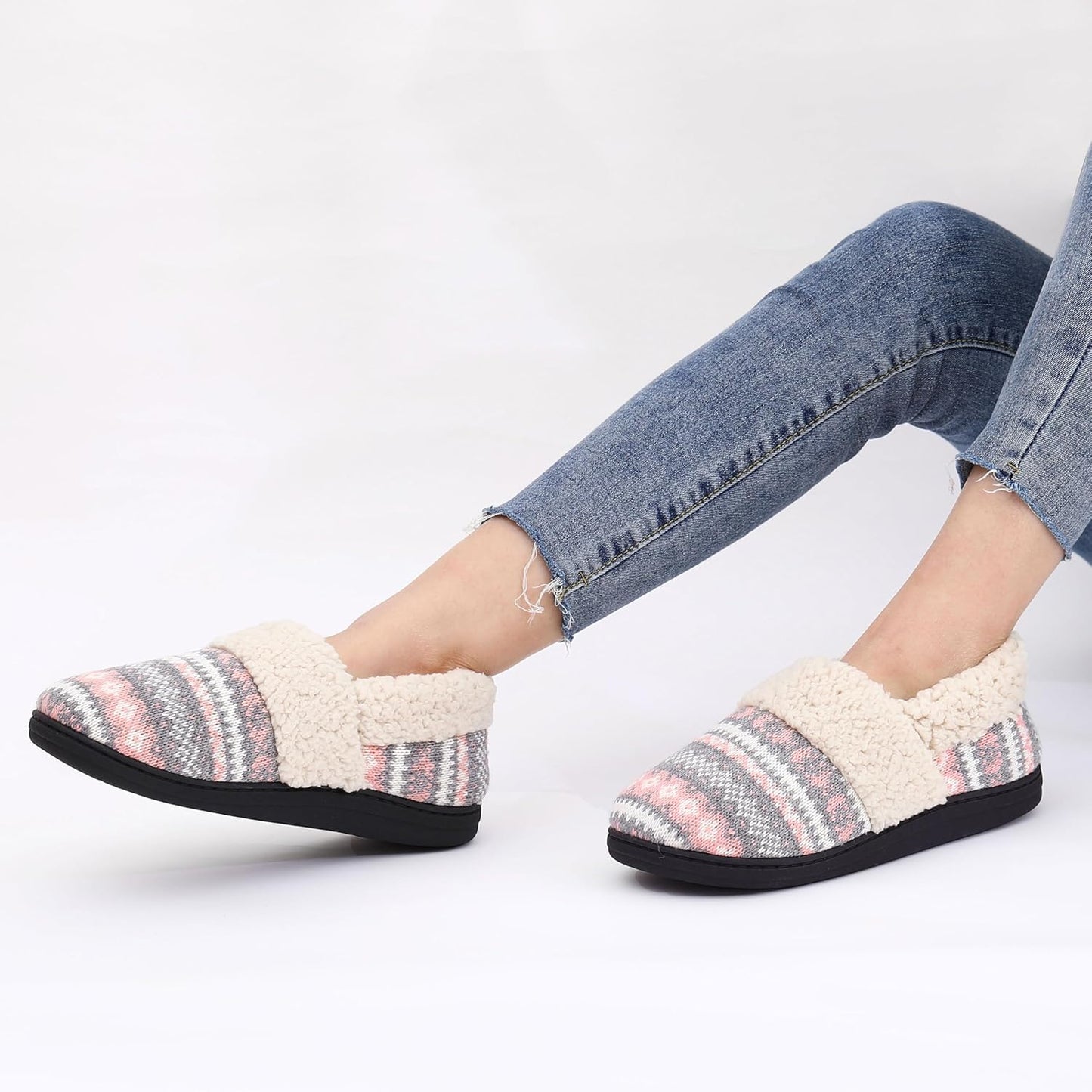 Winter Knitted Slippers - CozyCloud-Black-4.5-Nora Luxe