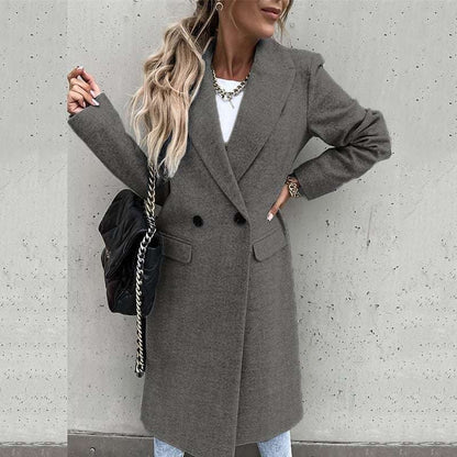 Classic Women's Wool Long Winter Coat with Pockets