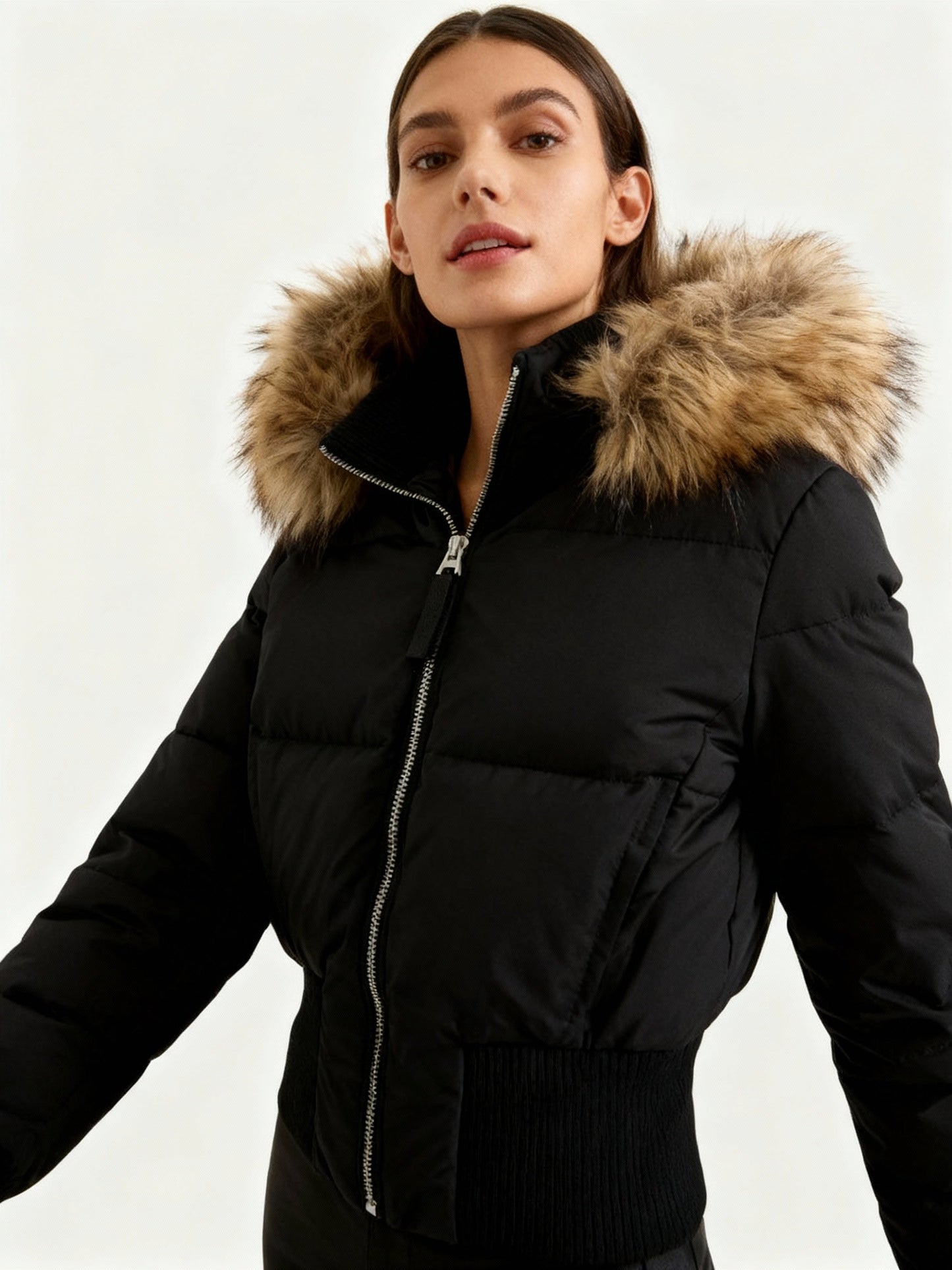 Warm Insulated Ladies Winter Coat with Detachable Hood