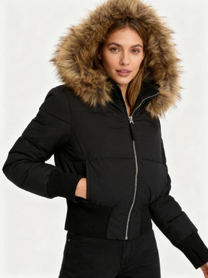 Warm Insulated Ladies Winter Coat with Detachable Hood