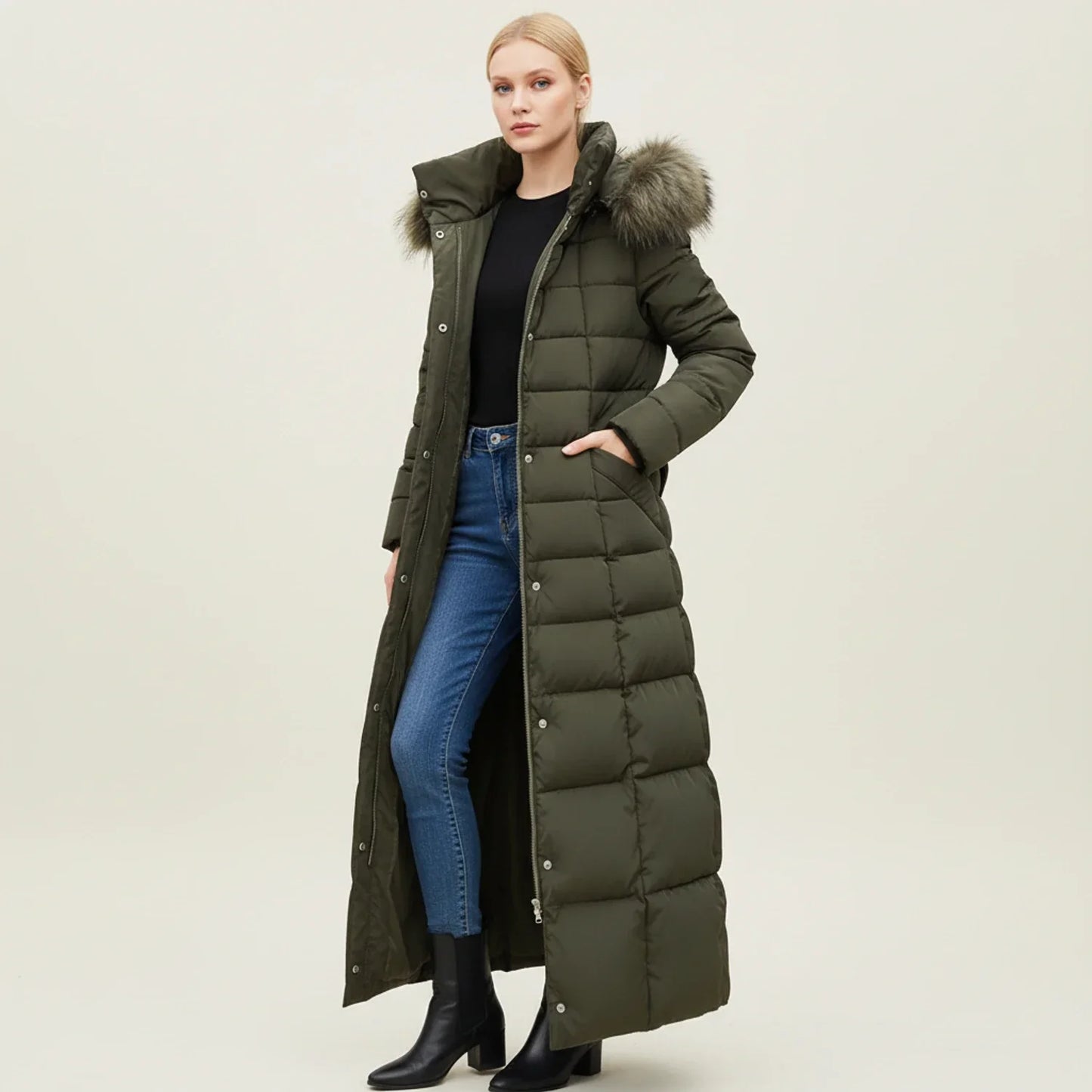 Insulated Long Parka Coat for Women - Soft Warm Winter Jacket