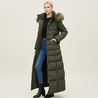 Warm Padded Long Down Coat for Women