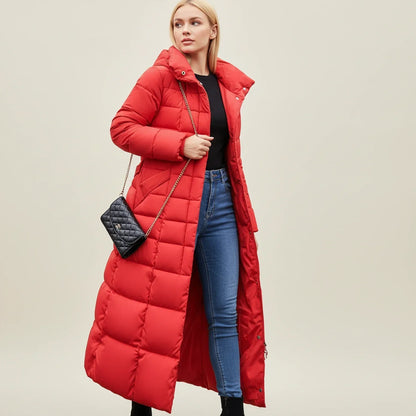 Warm Padded Long Down Coat for Women