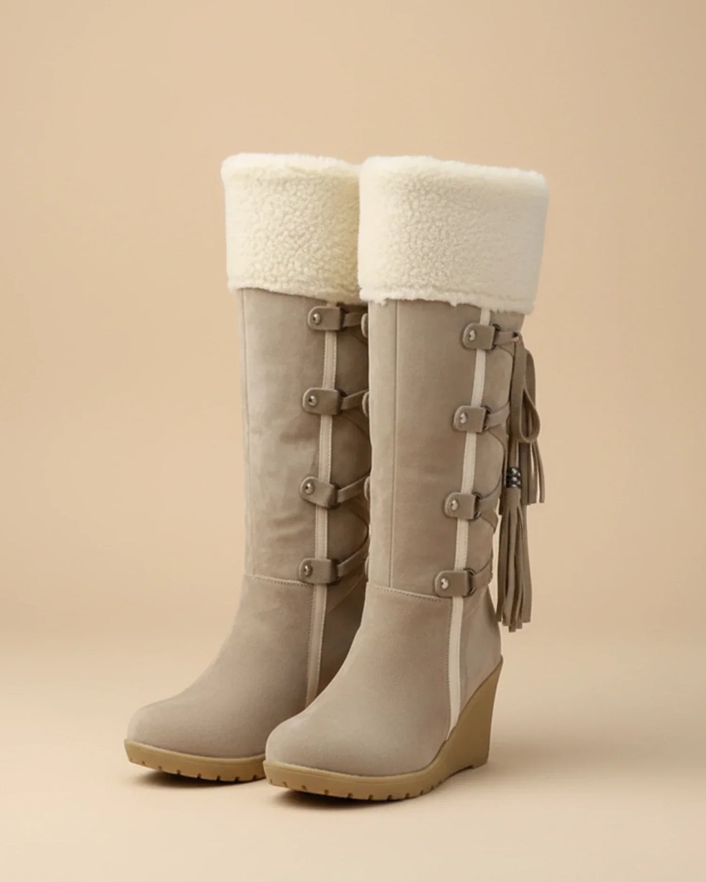 Comfortable High Heel Knee-High Wedge Boots for Women - Nocini