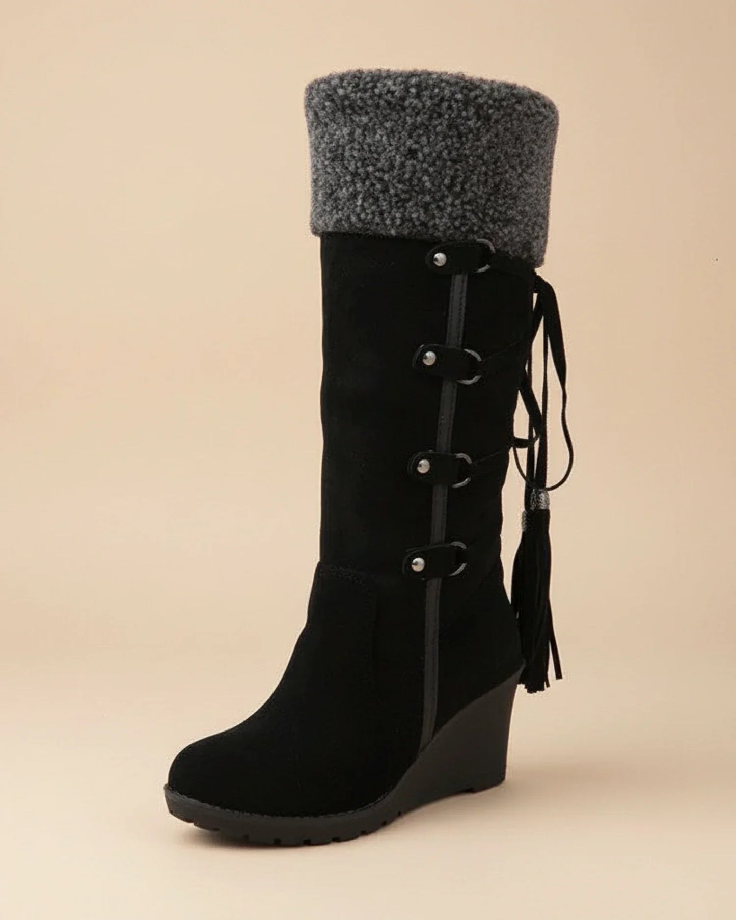 Comfortable High Heel Knee-High Wedge Boots for Women