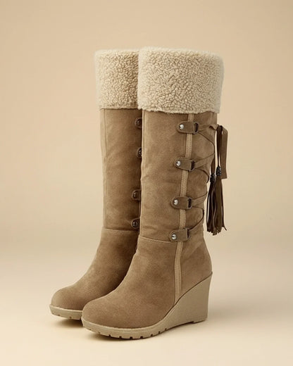Comfortable High Heel Knee-High Wedge Boots for Women