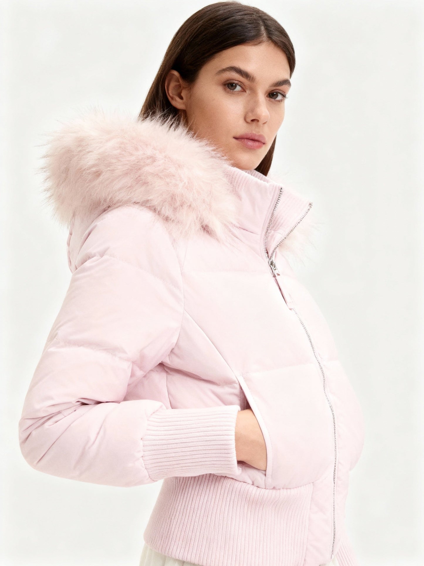 Warm Insulated Ladies Winter Coat with Detachable Hood