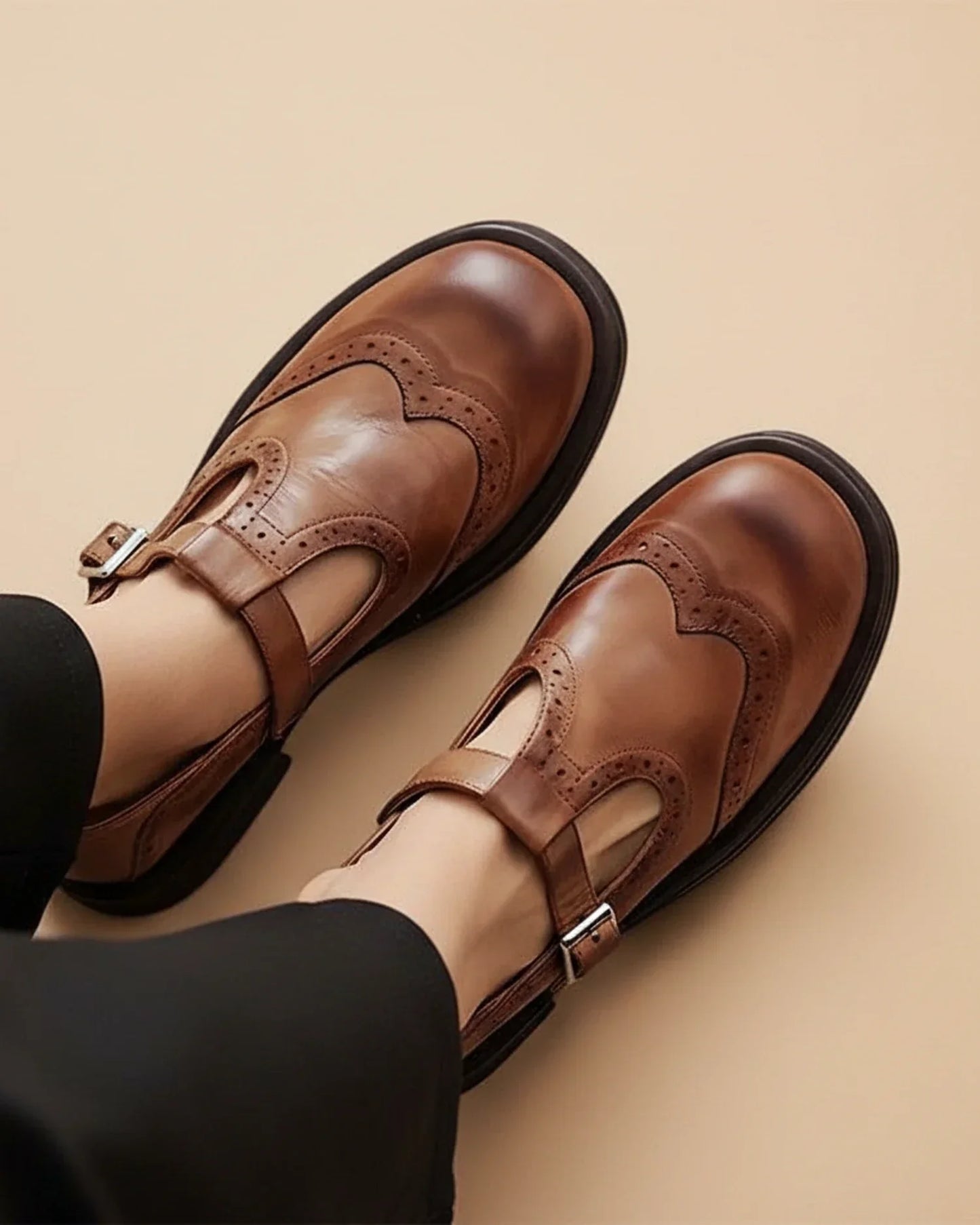Comfortable Low Heel Ankle Strap Mary Jane Shoes for Women - Nocini