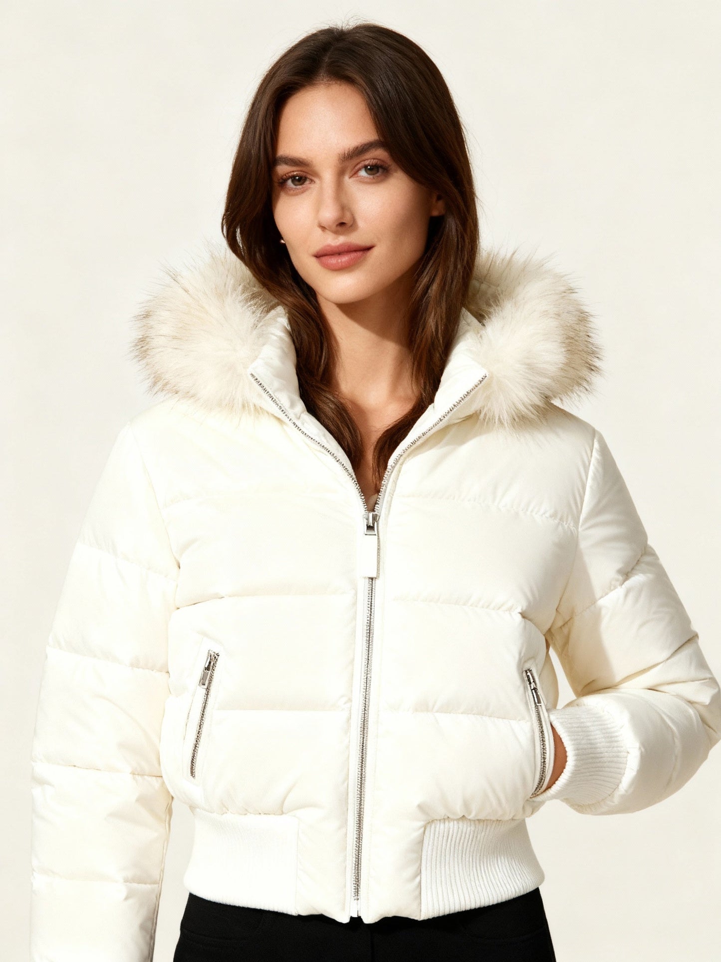 Warm Insulated Ladies Winter Coat with Detachable Hood