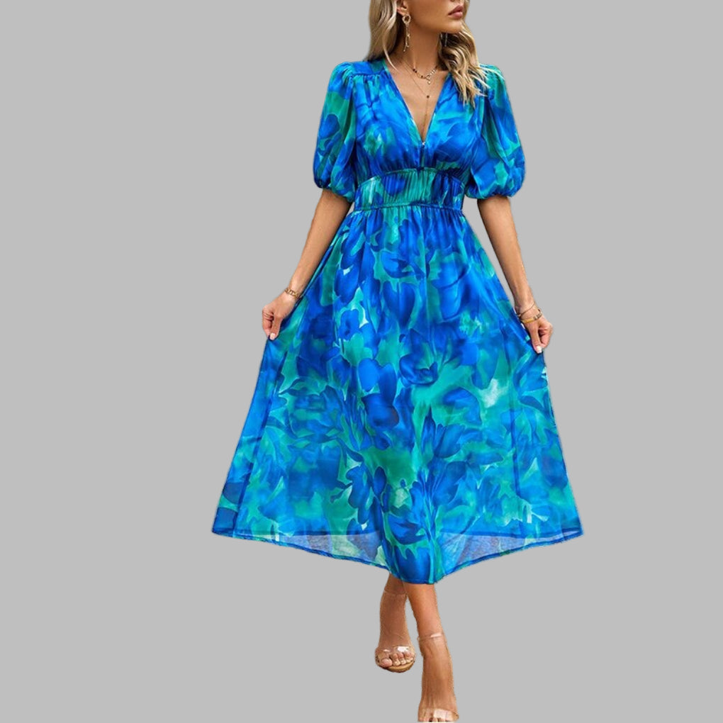 Relaxed Fit V-neck Sundress - Lightweight Summer Dress - Olytrend