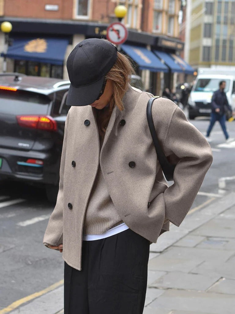 Ladies' Classic Button Front Coat - Pexav