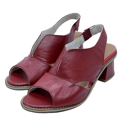 Women’s leather sandals with heel & comfort footbed – Selina-Beige-2.5-Nora Luxe