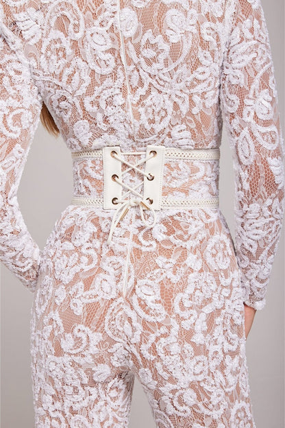 Glittering Lace Evening Jumpsuit for Women