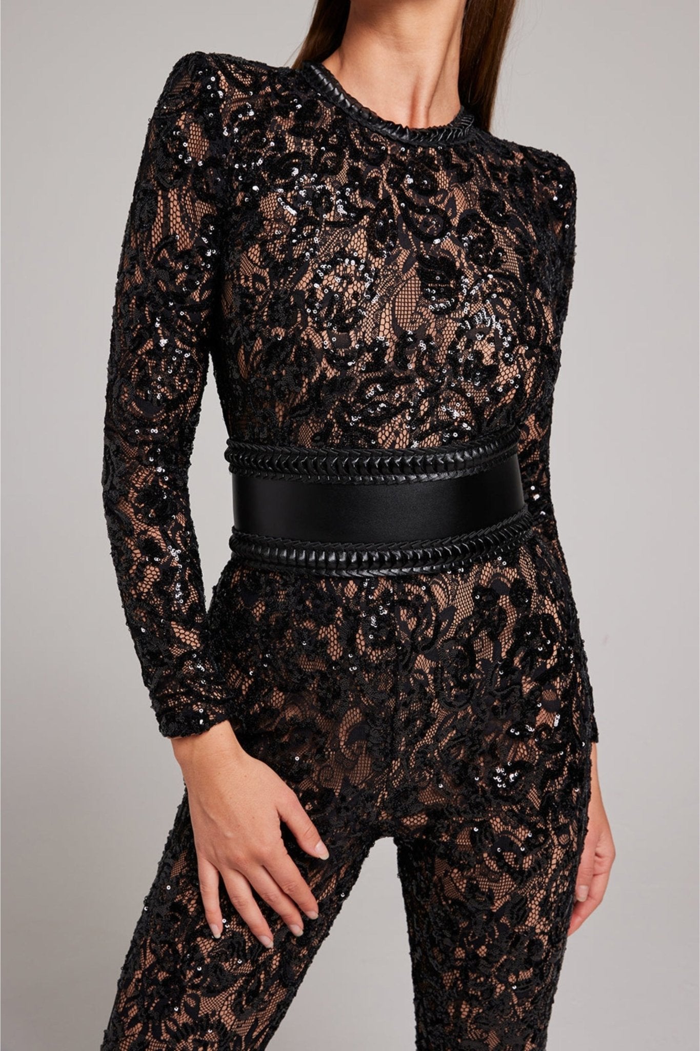 Glittering Lace Evening Jumpsuit for Women