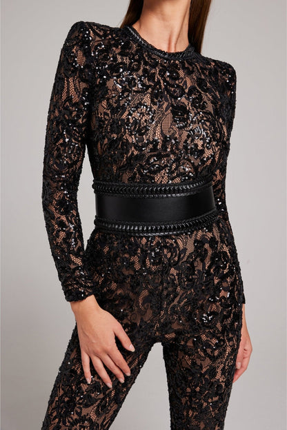 Glittering Lace Evening Jumpsuit for Women