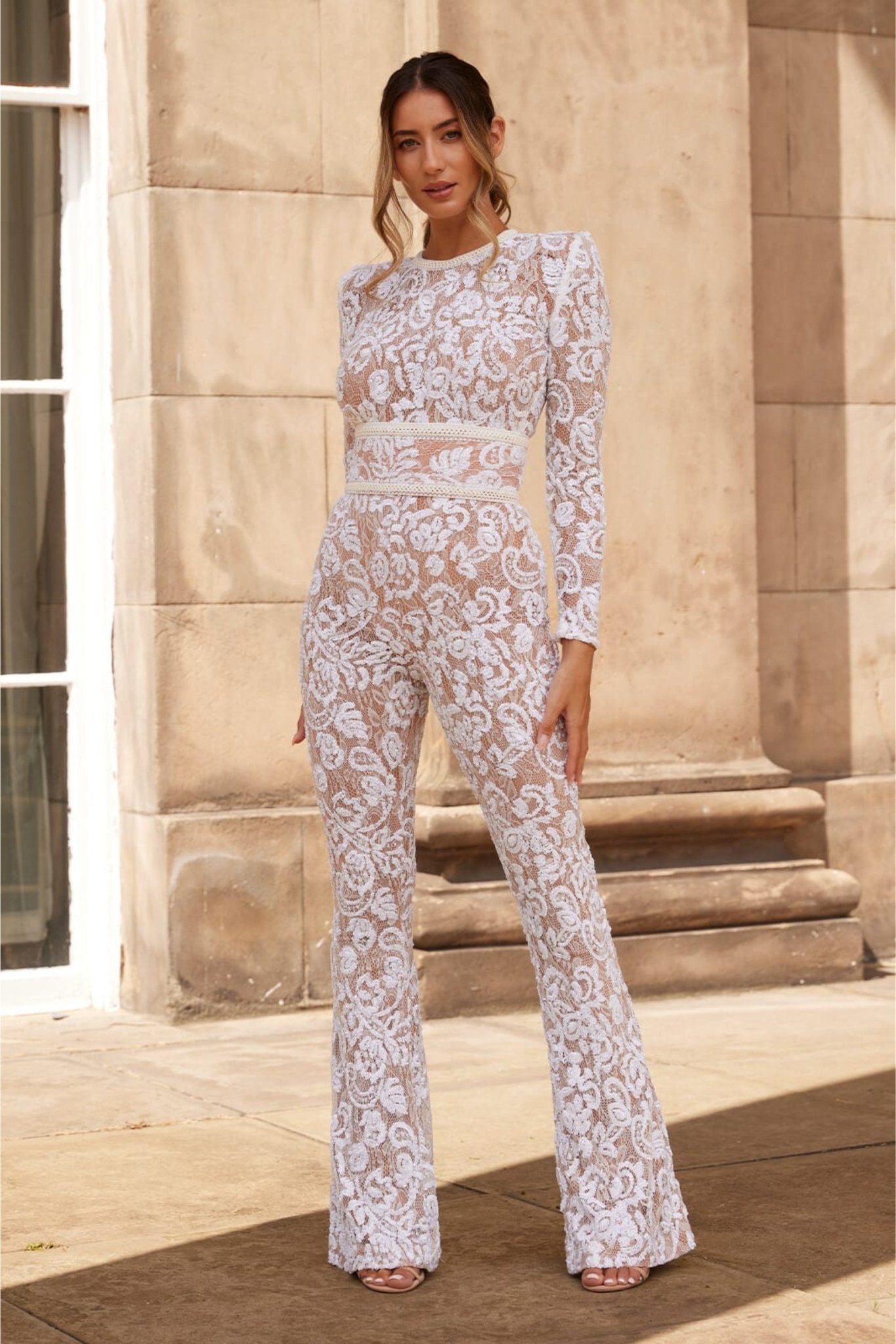 Glittering Lace Evening Jumpsuit for Women