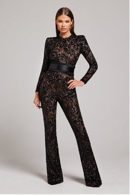 Glittering Lace Evening Jumpsuit for Women - Nocini