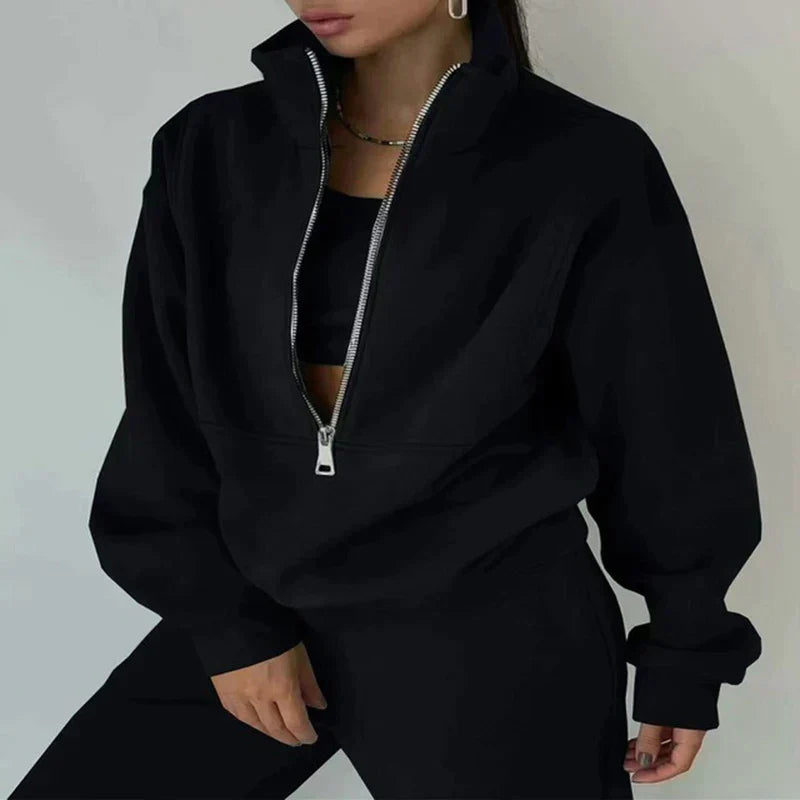 Ladies' Sporty Zip Up Tracksuit with Legging Pants