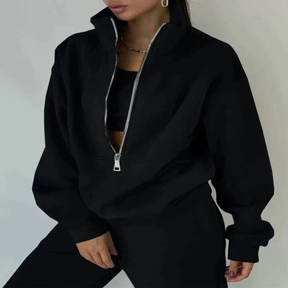Ladies' Sporty Zip Up Tracksuit with Legging Pants