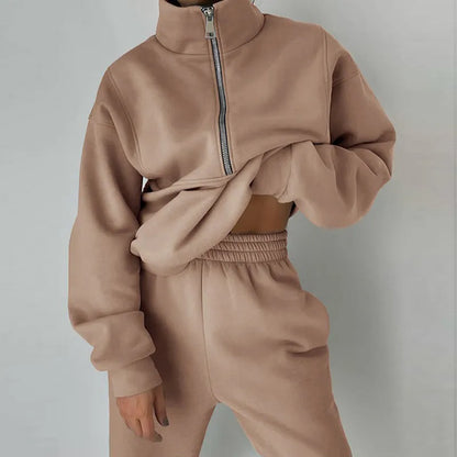 Ladies' Sporty Zip Up Tracksuit with Legging Pants - Nocini