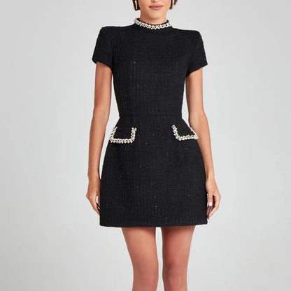 Elegant Small Party Dress - Long Sleeve Neckline