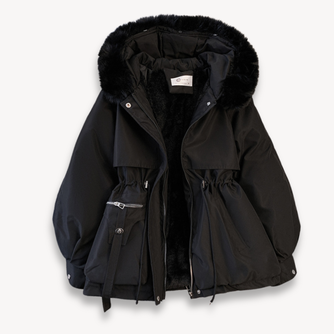 Warm Waterproof Coat with Faux Fur and Hood