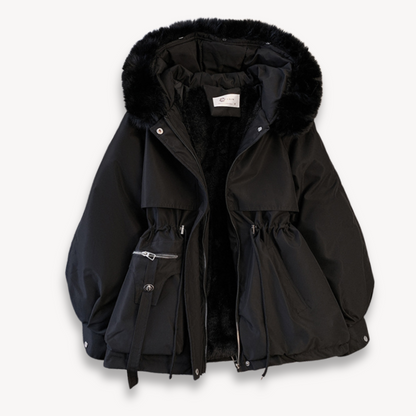 Warm Waterproof Coat with Faux Fur and Hood