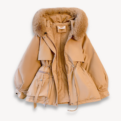 Warm Waterproof Coat with Faux Fur and Hood