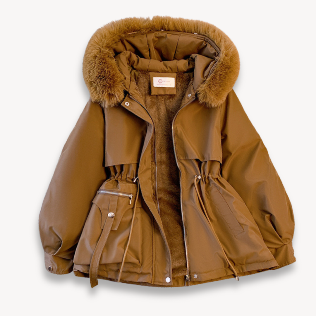 Warm Waterproof Coat with Faux Fur and Hood