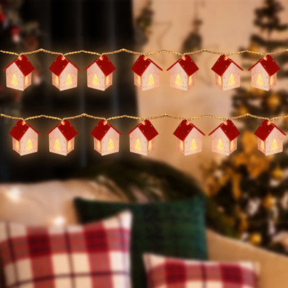Wooden Christmas Houses With LED Lighting - GlowHouse-Red-Nora Luxe