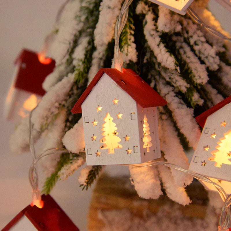 Wooden Christmas Houses With LED Lighting - GlowHouse-Red-Nora Luxe